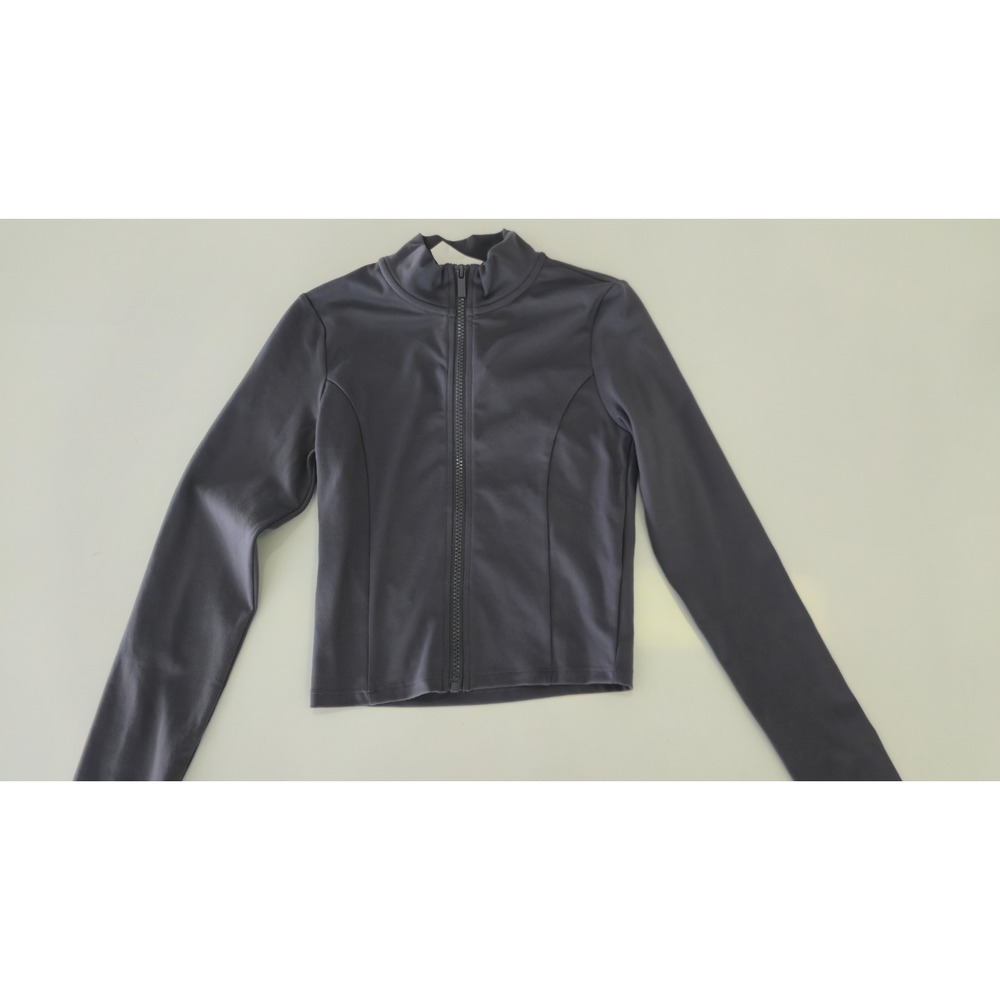 H&M Zip Up Long Sleeve Fitted Jacket Top Women’s XS (Fits S) Gray NWT Activewear